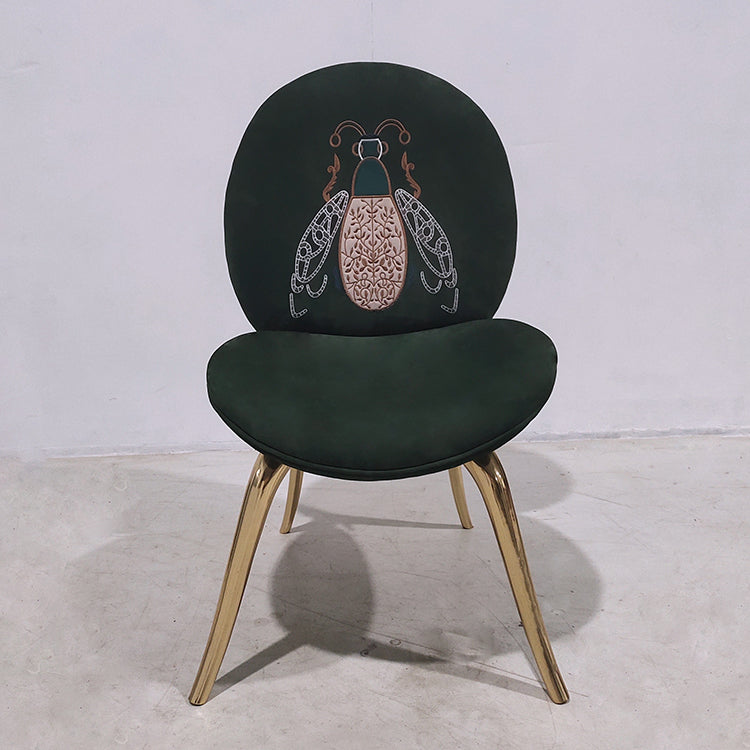 Luxury Style Upholstered Solid Back Armless Dining Chair for Dining Room
