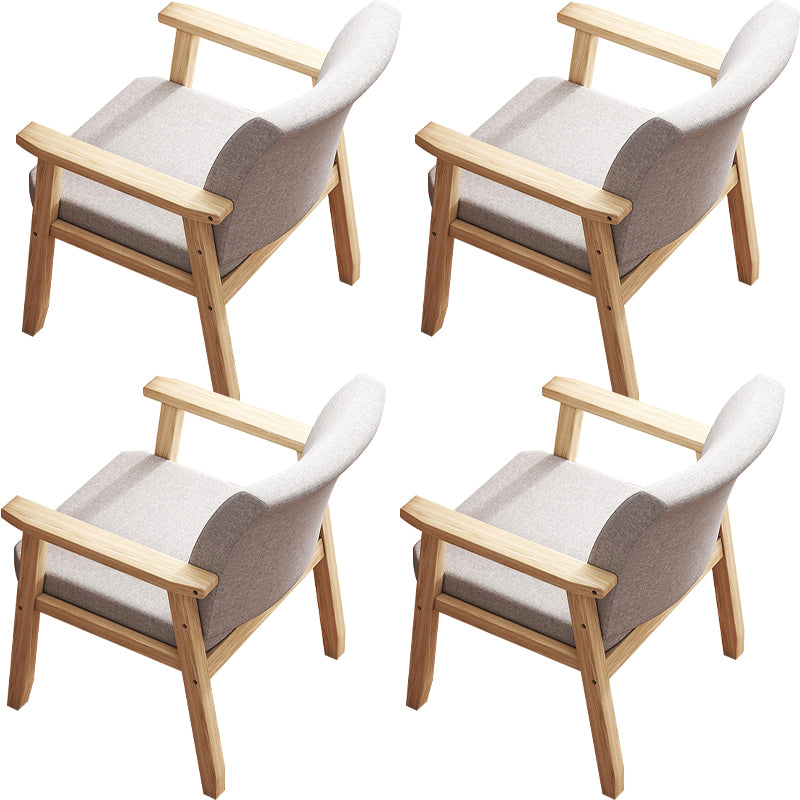 Contemporary Solid Wood Rubber Wood Arm Dining Chair with Upholstered for Home