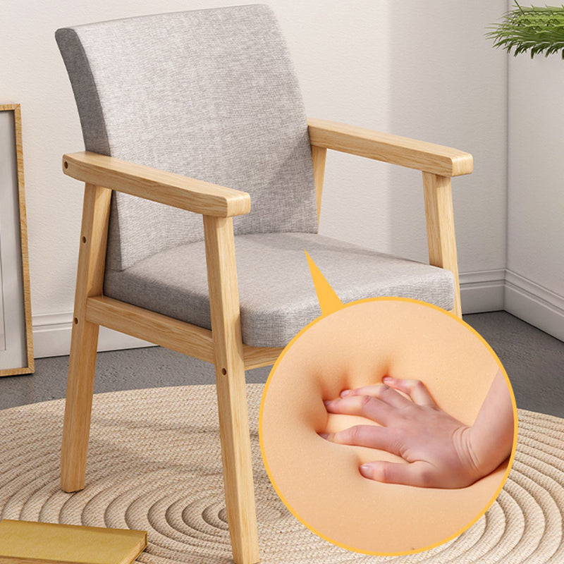 Contemporary Solid Wood Rubber Wood Arm Dining Chair with Upholstered for Home