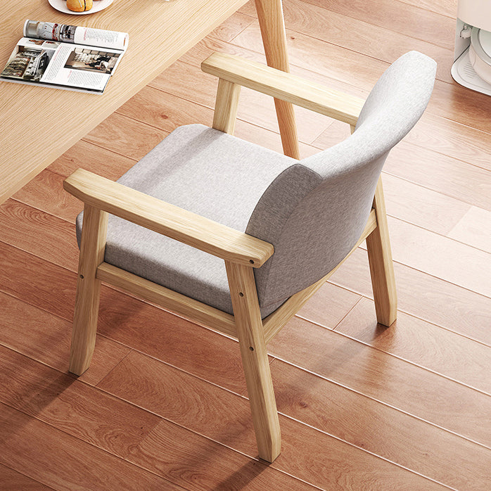 Contemporary Solid Wood Rubber Wood Arm Dining Chair with Upholstered for Home