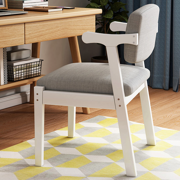 Contemporary Solid Wood Rubber Wood Arm Dining Chair with Upholstered for Home