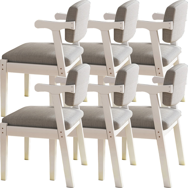 Contemporary Solid Wood Rubber Wood Arm Dining Chair with Upholstered for Home