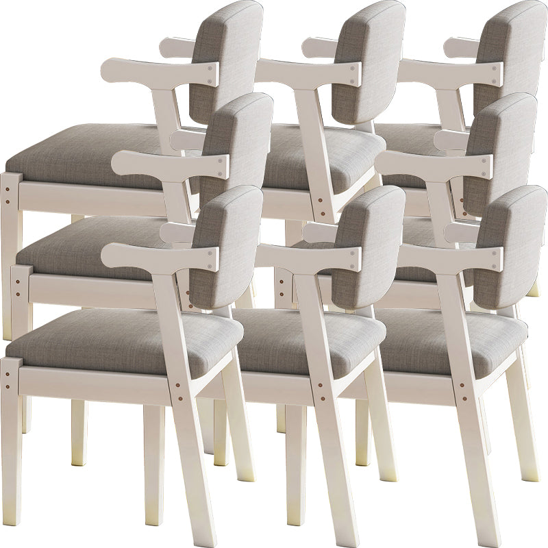 Contemporary Solid Wood Rubber Wood Arm Dining Chair with Upholstered for Home