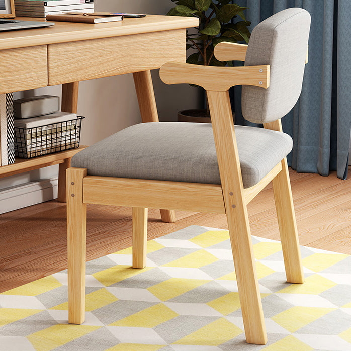 Contemporary Solid Wood Rubber Wood Arm Dining Chair with Upholstered for Home