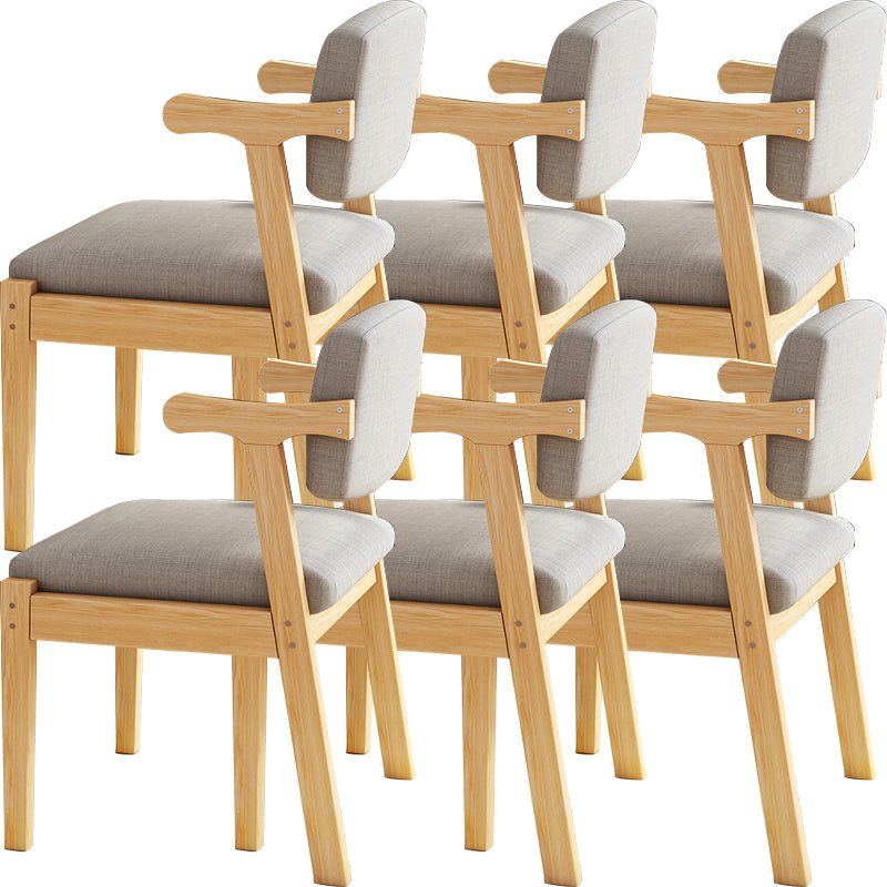 Contemporary Solid Wood Rubber Wood Arm Dining Chair with Upholstered for Home