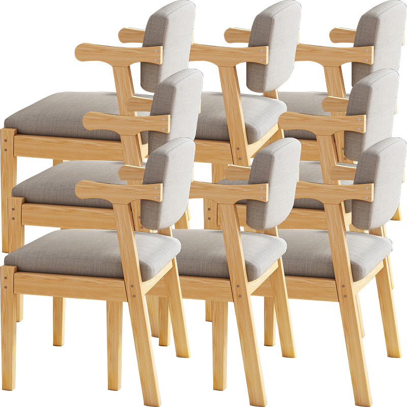 Contemporary Solid Wood Rubber Wood Arm Dining Chair with Upholstered for Home