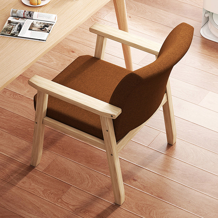 Contemporary Solid Wood Rubber Wood Arm Dining Chair with Upholstered for Home