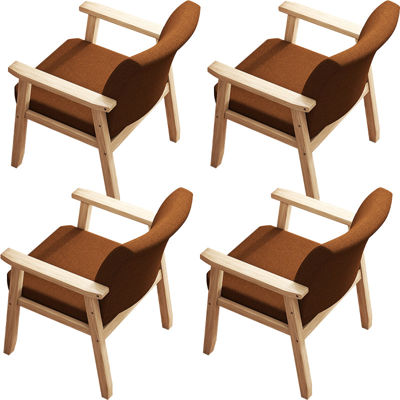 Contemporary Solid Wood Rubber Wood Arm Dining Chair with Upholstered for Home