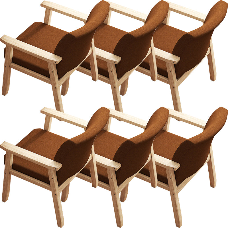 Contemporary Solid Wood Rubber Wood Arm Dining Chair with Upholstered for Home