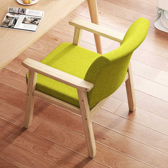 Contemporary Solid Wood Rubber Wood Arm Dining Chair with Upholstered for Home
