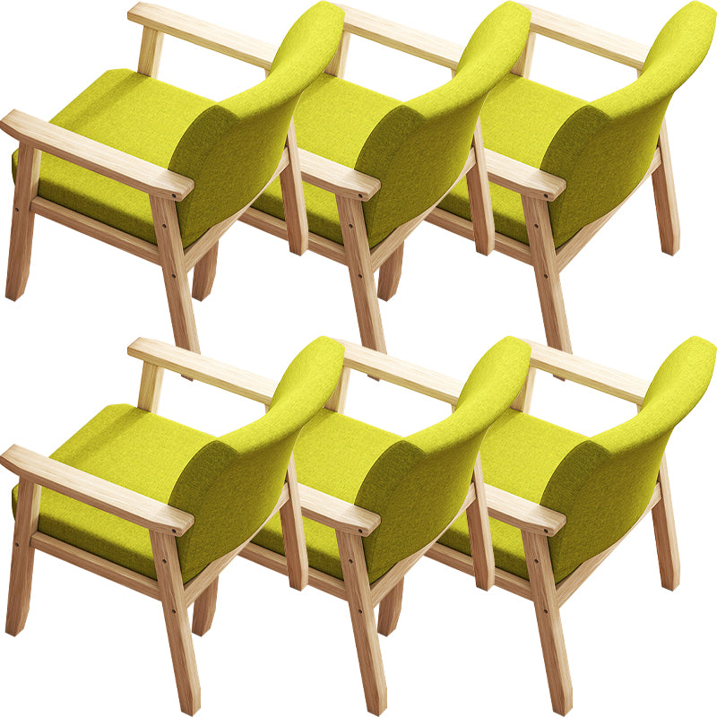 Contemporary Solid Wood Rubber Wood Arm Dining Chair with Upholstered for Home