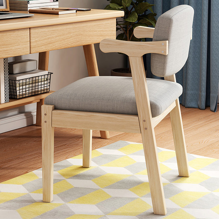 Contemporary Solid Wood Rubber Wood Arm Dining Chair with Upholstered for Home
