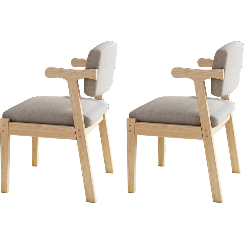 Contemporary Solid Wood Rubber Wood Arm Dining Chair with Upholstered for Home
