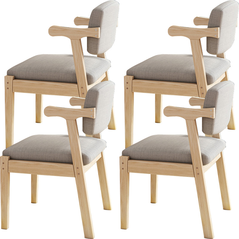 Contemporary Solid Wood Rubber Wood Arm Dining Chair with Upholstered for Home