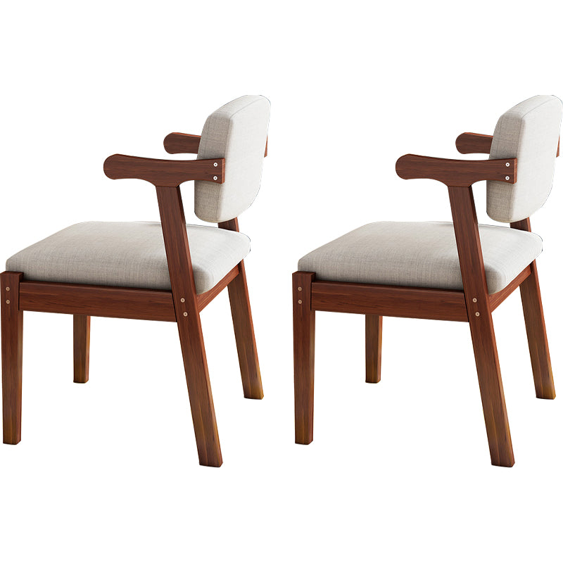 Contemporary Solid Wood Rubber Wood Arm Dining Chair with Upholstered for Home
