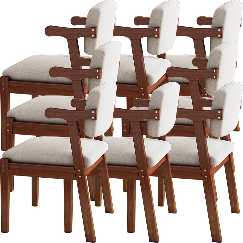 Contemporary Solid Wood Rubber Wood Arm Dining Chair with Upholstered for Home