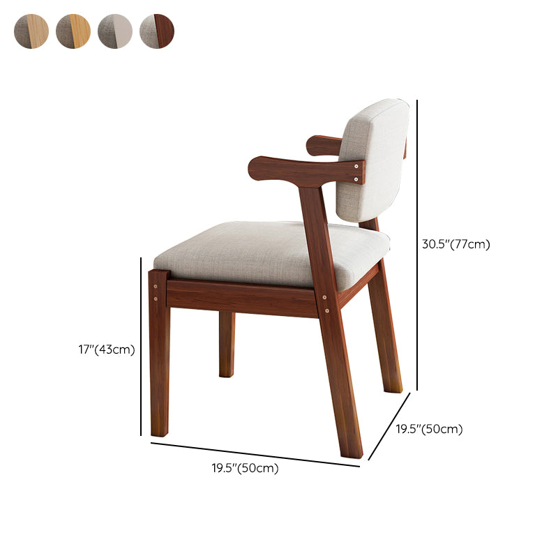 Contemporary Solid Wood Rubber Wood Arm Dining Chair with Upholstered for Home