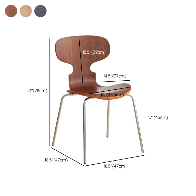 Contemporary Solid Wood Stackable Armless Dining Chair for Home