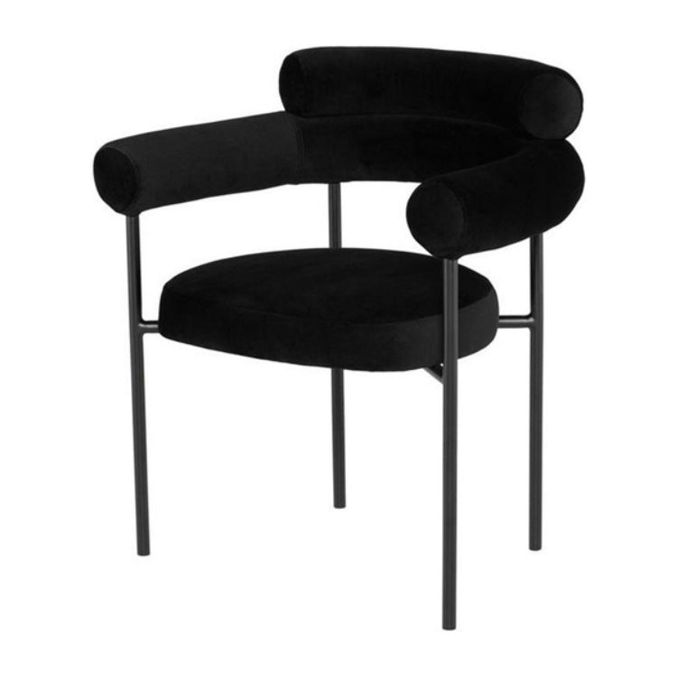 Nordic Style Upholstered Open Arm Dining Chair in Matte Finish