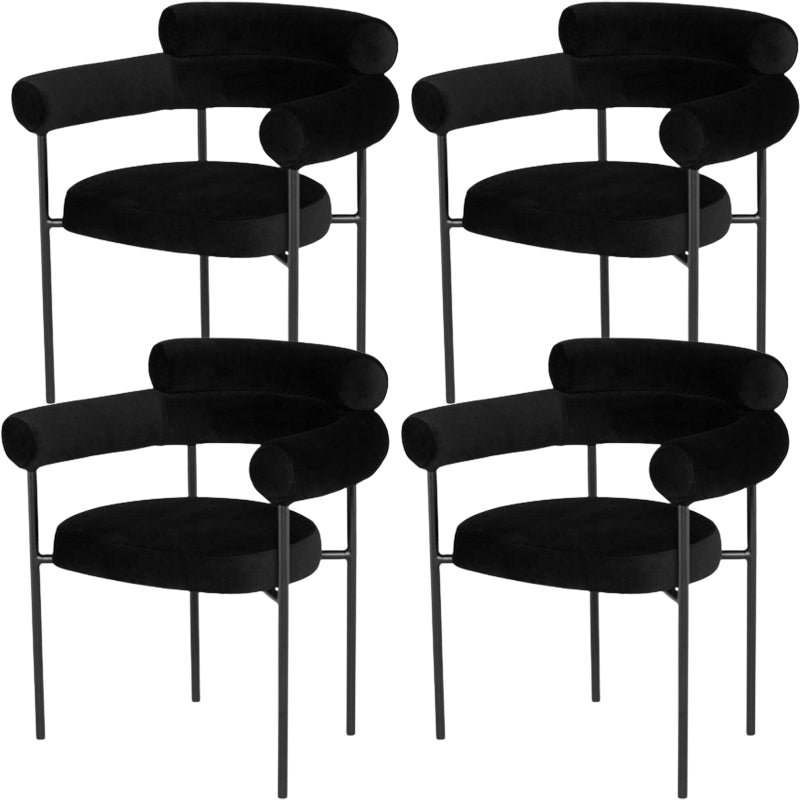 Nordic Style Upholstered Open Arm Dining Chair in Matte Finish