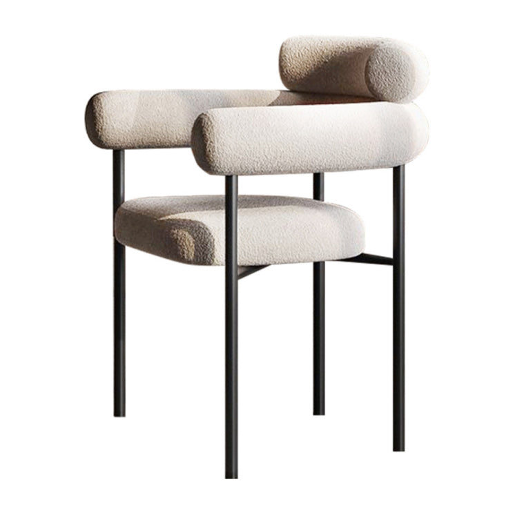 Nordic Style Upholstered Open Arm Dining Chair in Matte Finish