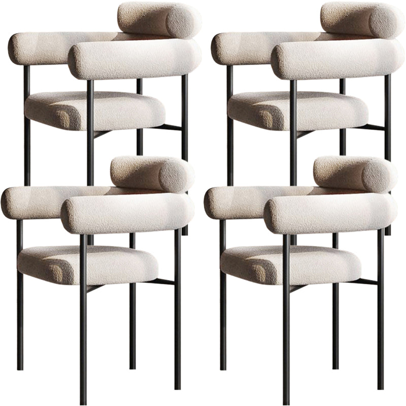 Nordic Style Upholstered Open Arm Dining Chair in Matte Finish