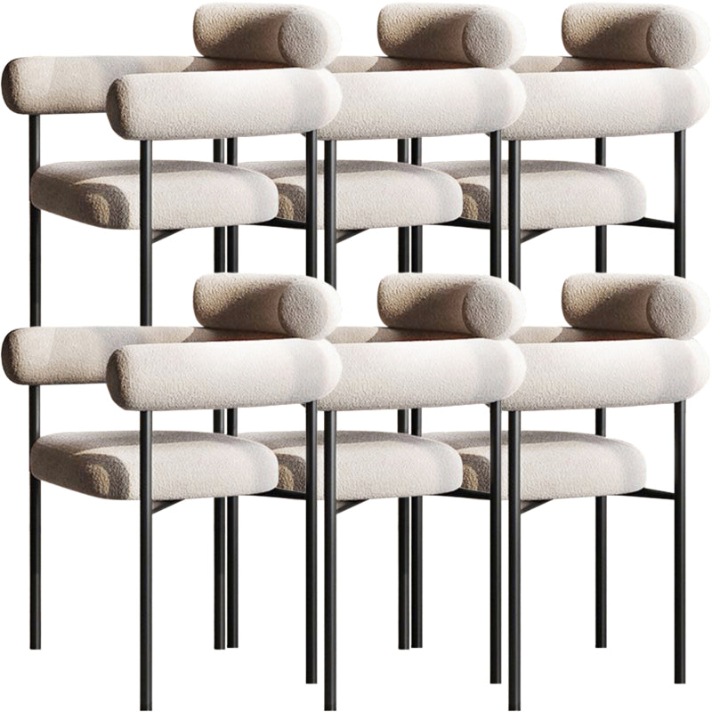 Nordic Style Upholstered Open Arm Dining Chair in Matte Finish