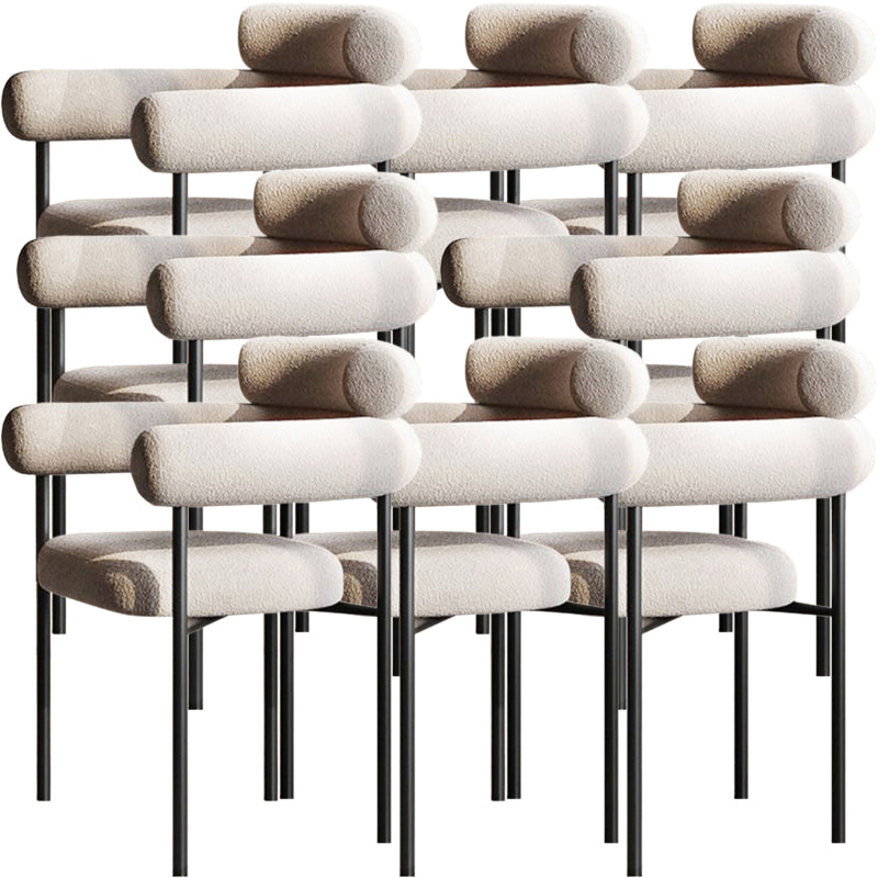Nordic Style Upholstered Open Arm Dining Chair in Matte Finish