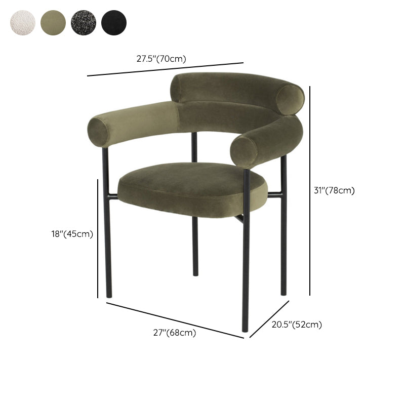 Nordic Style Upholstered Open Arm Dining Chair in Matte Finish