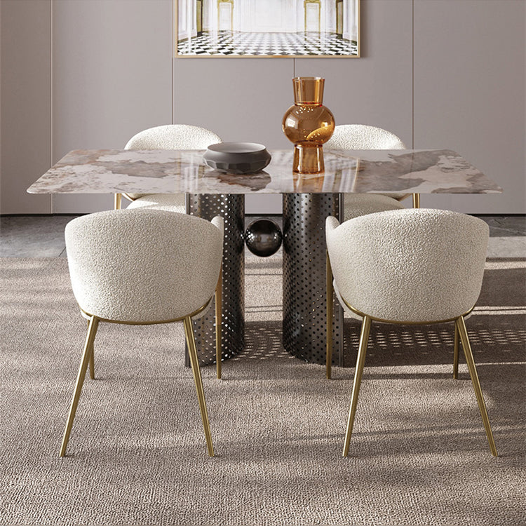 Metal Solid Back Arm Dining Chair Glam Chair for Dining Room