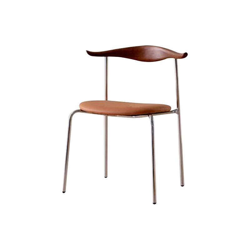 Metal Dining Chair Wooden Simplified Side Chair for Dining Room