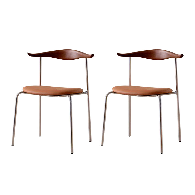 Metal Dining Chair Wooden Simplified Side Chair for Dining Room