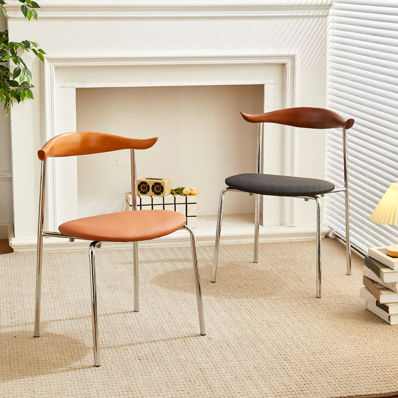 Metal Dining Chair Wooden Simplified Side Chair for Dining Room