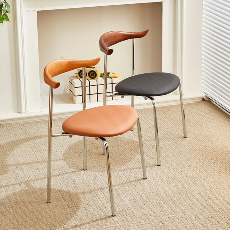 Metal Dining Chair Wooden Simplified Side Chair for Dining Room
