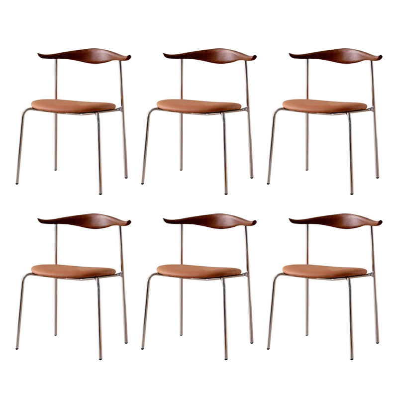 Metal Dining Chair Wooden Simplified Side Chair for Dining Room