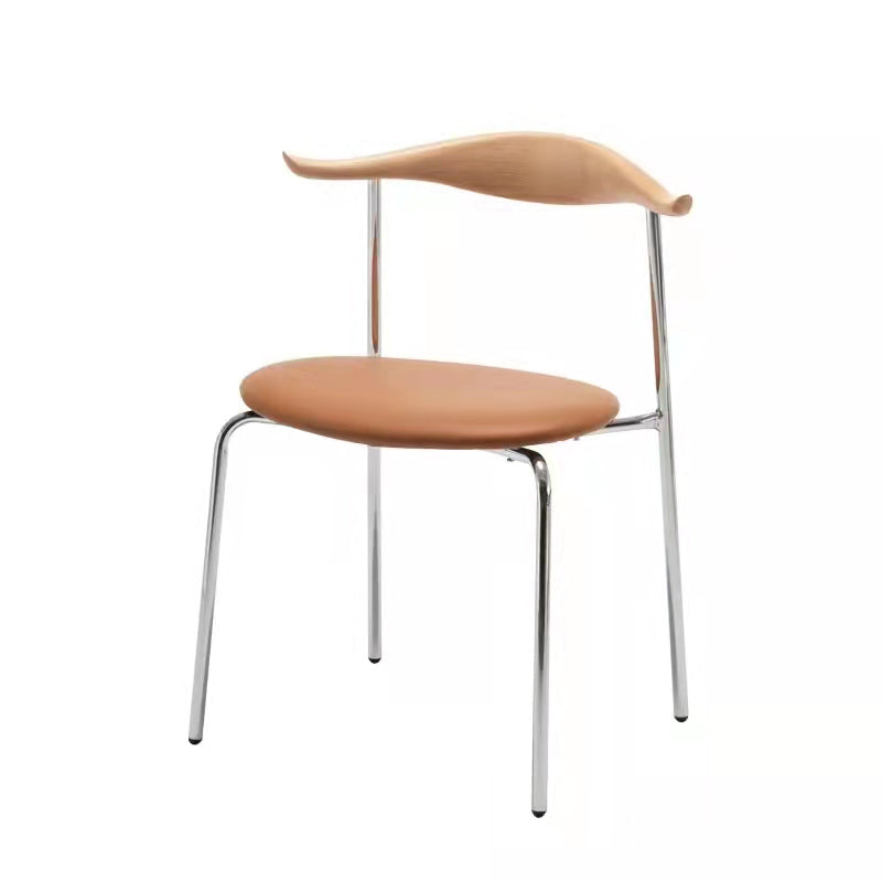 Metal Dining Chair Wooden Simplified Side Chair for Dining Room