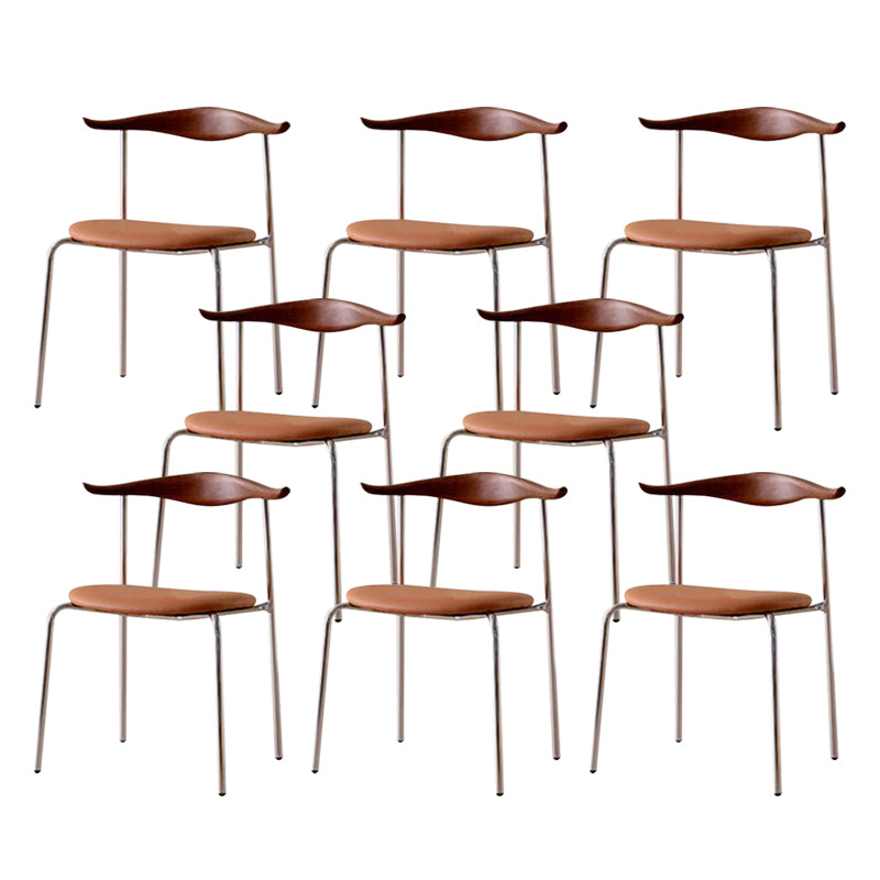 Metal Dining Chair Wooden Simplified Side Chair for Dining Room