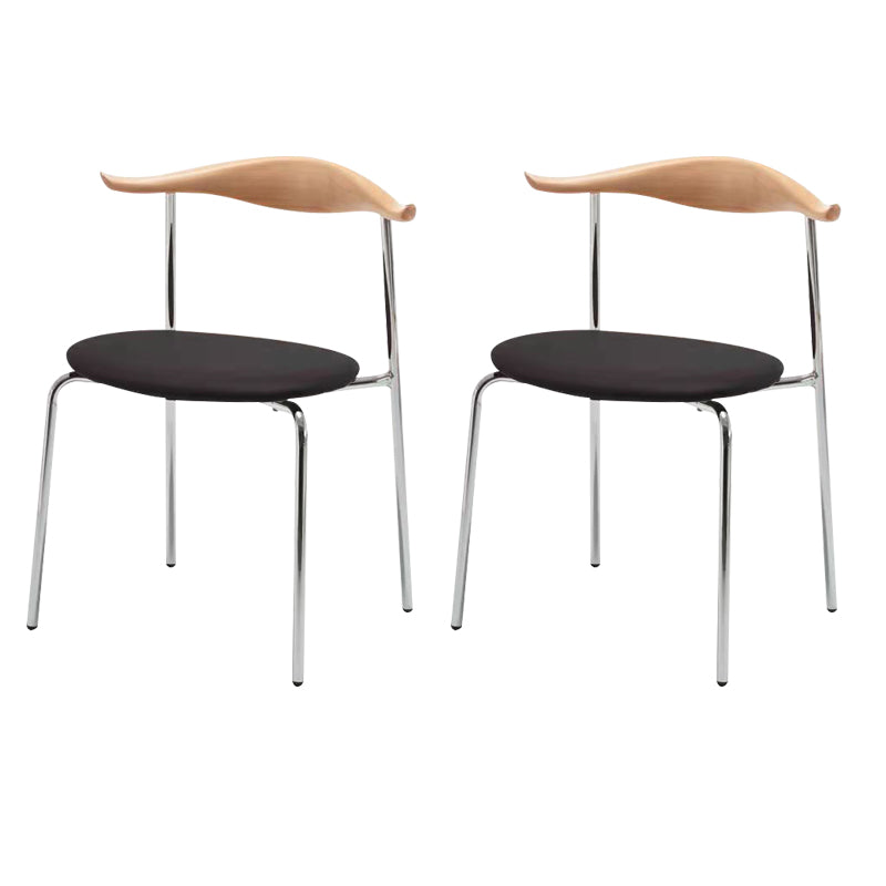 Metal Dining Chair Wooden Simplified Side Chair for Dining Room