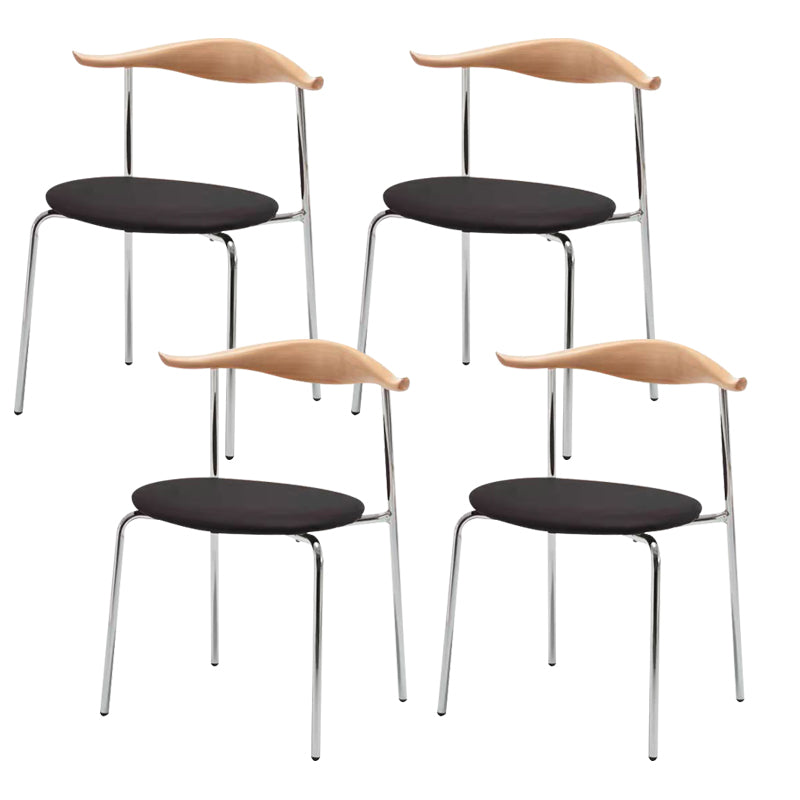 Metal Dining Chair Wooden Simplified Side Chair for Dining Room