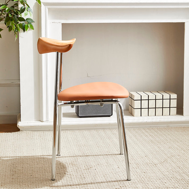 Metal Dining Chair Wooden Simplified Side Chair for Dining Room