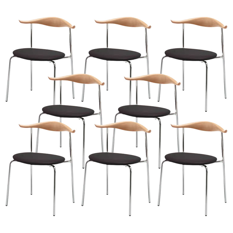 Metal Dining Chair Wooden Simplified Side Chair for Dining Room