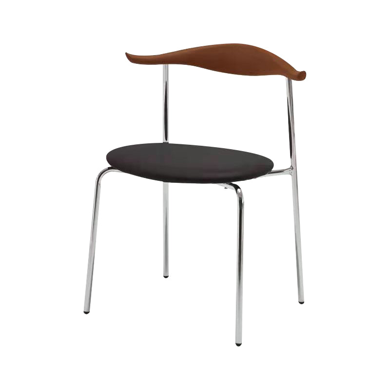Metal Dining Chair Wooden Simplified Side Chair for Dining Room
