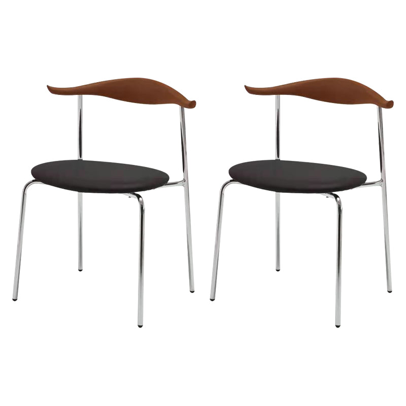 Metal Dining Chair Wooden Simplified Side Chair for Dining Room