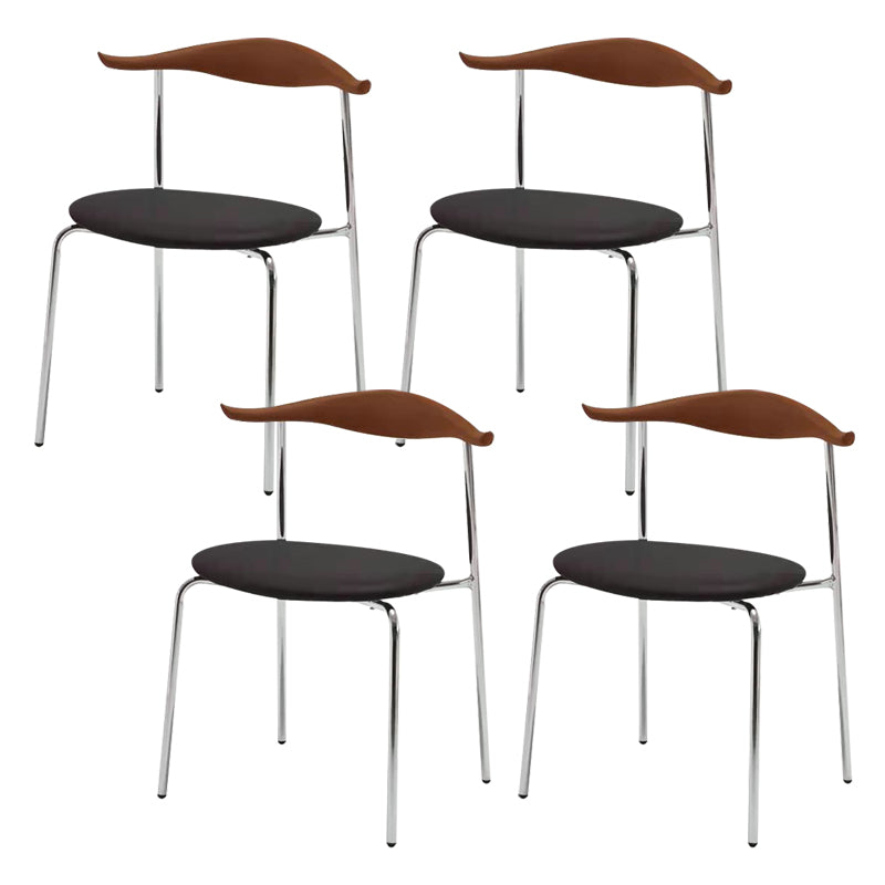 Metal Dining Chair Wooden Simplified Side Chair for Dining Room