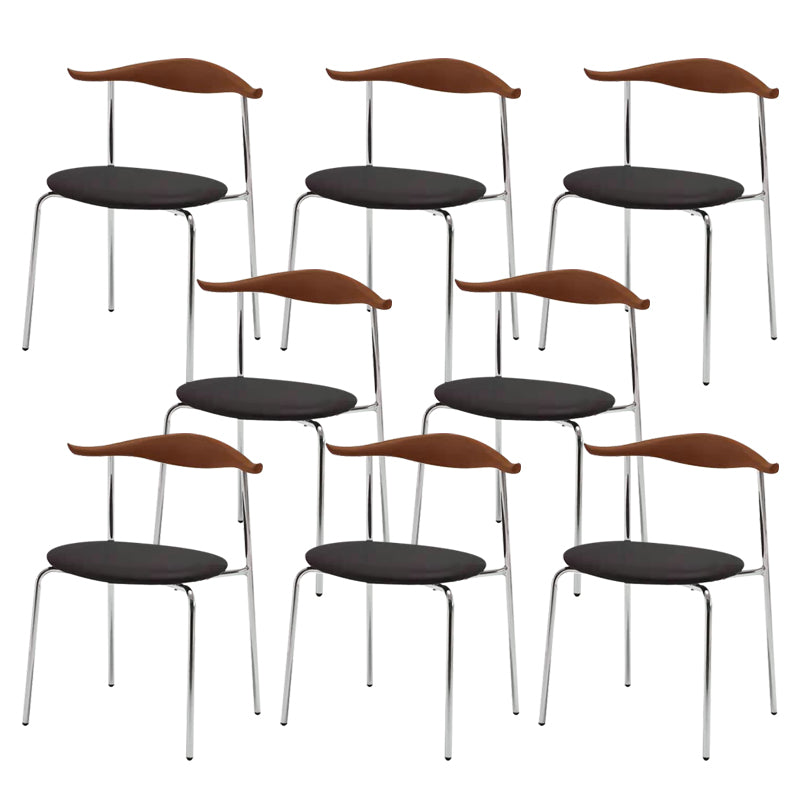 Metal Dining Chair Wooden Simplified Side Chair for Dining Room