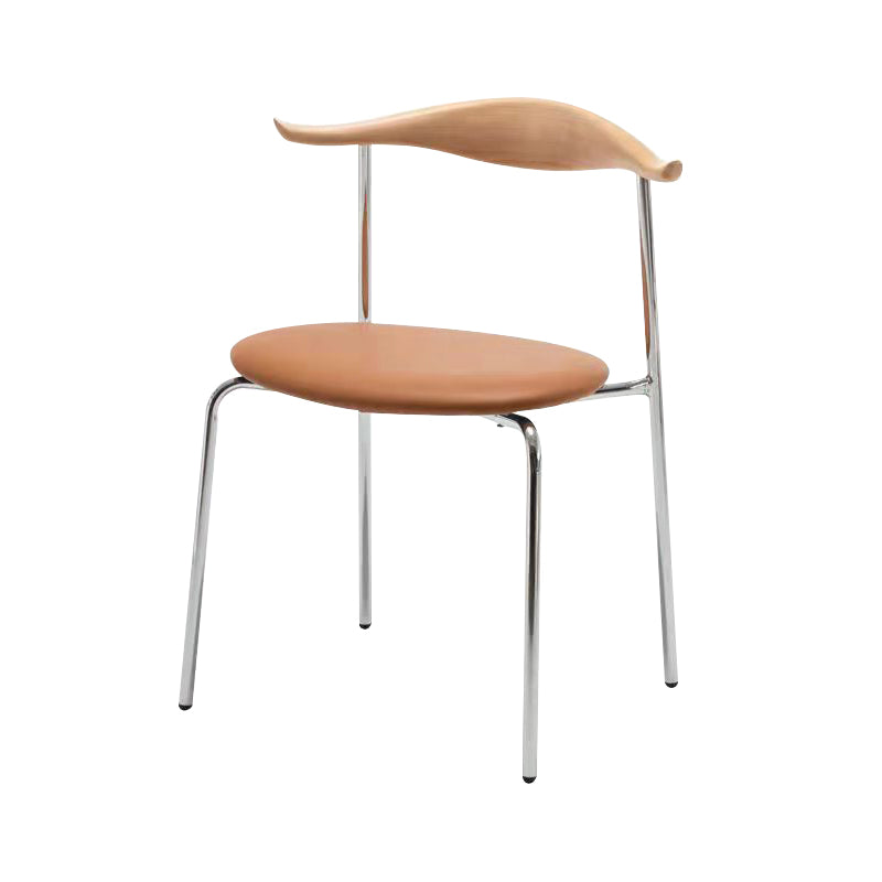 Metal Dining Chair Wooden Simplified Side Chair for Dining Room