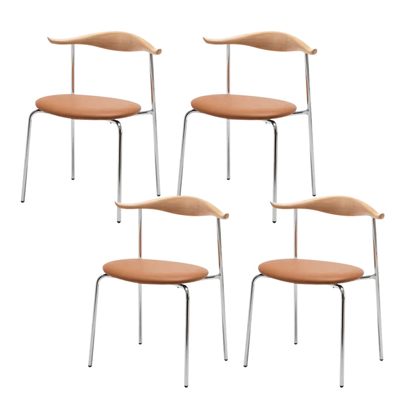 Metal Dining Chair Wooden Simplified Side Chair for Dining Room