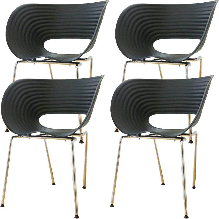 Contemporary Plastic Arm Dining Chair in Matte Finish for Home