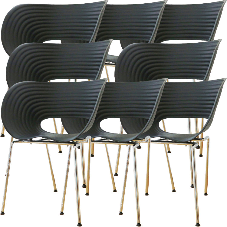 Contemporary Plastic Arm Dining Chair in Matte Finish for Home