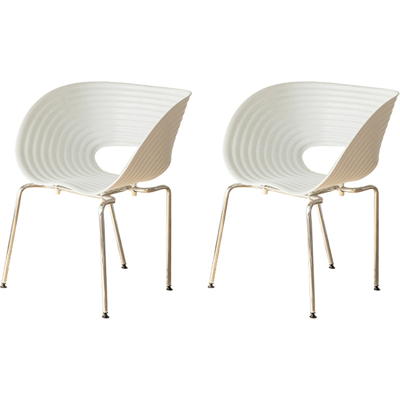 Contemporary Plastic Arm Dining Chair in Matte Finish for Home